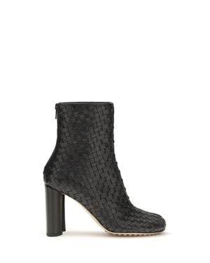 Bottega Veneta Cherry Intrecciato Ankle Boots - White