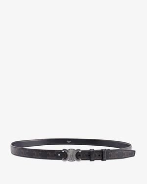 Celine Triomphe Coated Canvas Belt - White