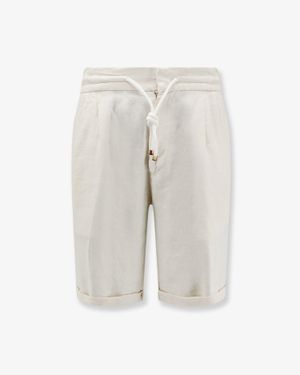 Brunello Cucinelli Linen Bermuda Shorts With Drawstring - White