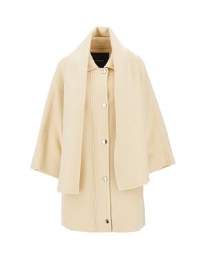 Pinko Double Cloth Cape With Scarf - Natural