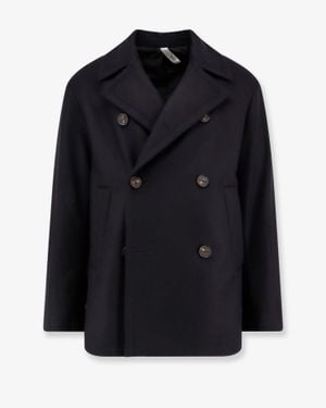 Hevò Trani Double-Breasted Wool Blend Coat - Black