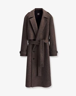 Dior Wool And Silk Blend Natté Coat - Brown