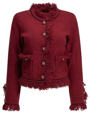 Self-Portrait Fringed Blazer - Red