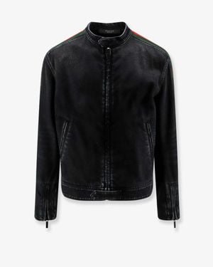 Gucci Denim Jacket With Web Detail - Black