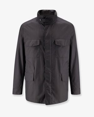 Loro Piana Traveller Field Jacket With Pied-De-Poule Pattern - Grey