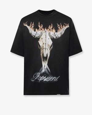 Represent British Cowboys Cotton T-Shirt With Front Print - Black