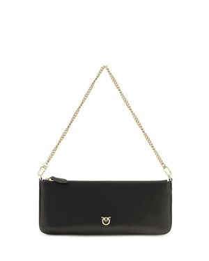Pinko Horizontal Flat Leather Wallet Nero-Antique - White