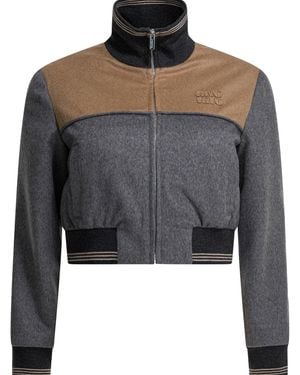 Miu Miu Wool And Cashmere Bomber Jacket - Black