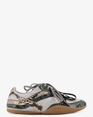 Miu Miu Gymnasium Technical Fabric And Python-Print Aisley Trainers - White