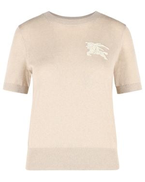 Burberry 'Anisa' Cotton And Wool Jumper - Natural