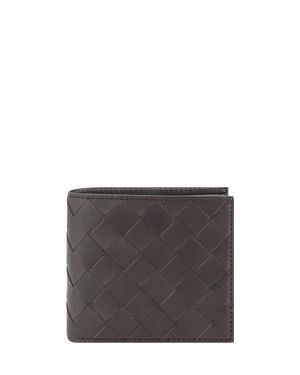 Bottega Veneta Bifold Leather Intrecciato Wallet - Grey
