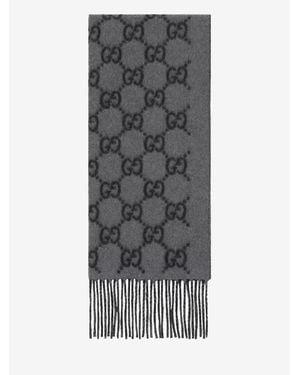 Gucci Cashmere Scarf Gg - Grey