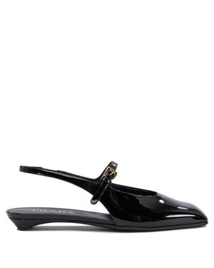 Prada Patent Leather Slingback Ballet Flats - Black