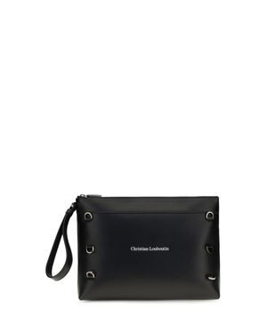 Christian Louboutin Leather Clutch Kosmica Calf Umbrellas - Black