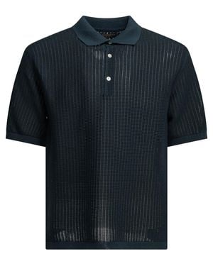 Beams Plus Polo Shirt With Buttons Made Of Washi Yarn - Black