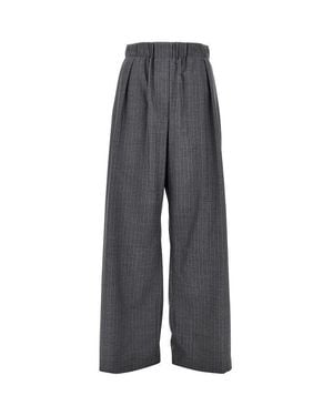 Jil Sander Pinstriped Wool Pants - Gray