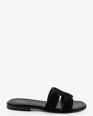 Celine Marina Suede Sandals With Triomphe Logo - Black