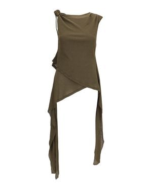 Ganni Asymmetrical Knot Top Military - Green