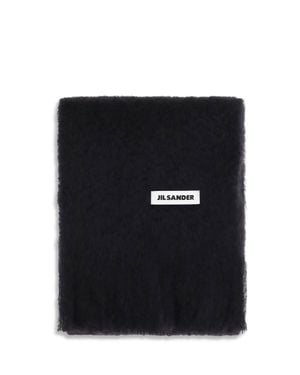 Jil Sander Wool Scarf With Logo - Black