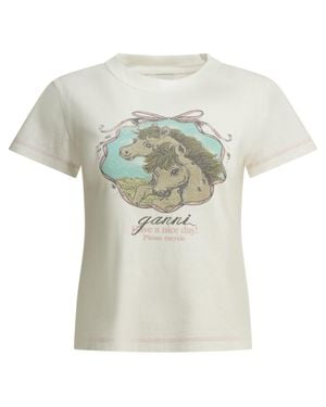Ganni Qixi Crew-Neck T-Shirt - White