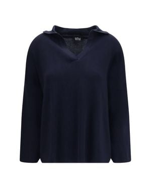 Ella Wool Polo Collar Sweater - Blue
