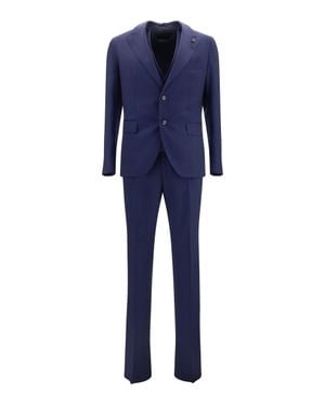 Lardini Wool Suit Double-Breasted Jacket Vest - Blue