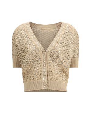 Ermanno Scervino Short-Sleeved Cardigan - Natural