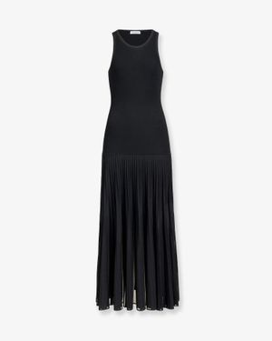 Alaïa Long Pleated Viscose Blend Dress - Black