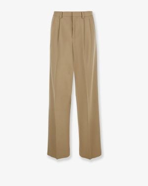 Celine Wool And Cotton Trousers - Natural