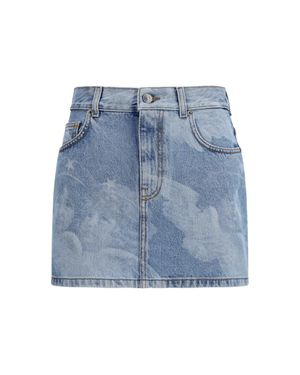 Fiorucci Denim Mini Skirt Angel Print - Blue