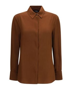 Ella Silk Shirt With Back Gathering Castagno - Brown