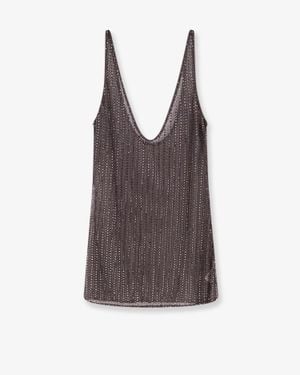 VENUJA Short Dress With Rhinestone Detail - Purple