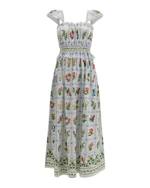 FARM Rio Floral Print Maxi Dress Tropical Porcelain - White
