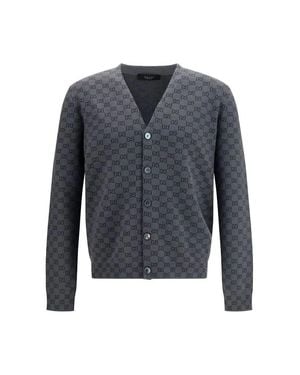 Gucci Gg Wool And Silk Cardigan - Blue
