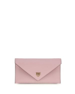 Pinko Mini Clutch Bag Love Birds Logo Light Leather - Pink