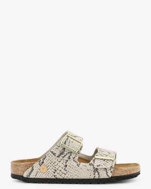 Birkenstock Arizona Snake Oyster Sandals Python Print Leather - White