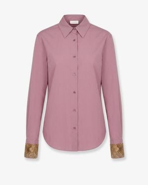 Dries Van Noten Chloris Cotton Shirt With Embroiders Cuffs - Pink