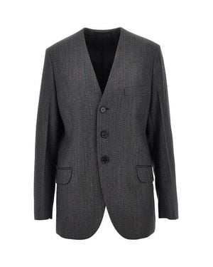 Jil Sander Pinstriped Wool Tailored Jacket - Black