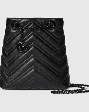 Gucci "Gg Marmont" Mini Bucket Bag - Black