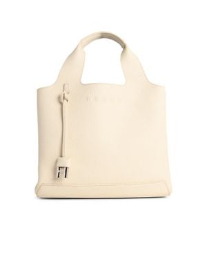 Hogan Ivory Leather Shopping Bag - Natural