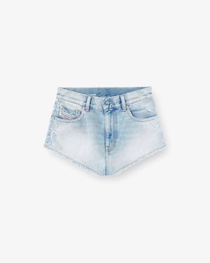 DIESEL Denim Shorts With Destroyed Effect - Blue