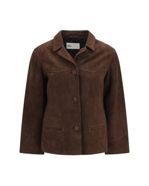 Tory Burch Suede Leather Jacket Light Chocolate - Brown
