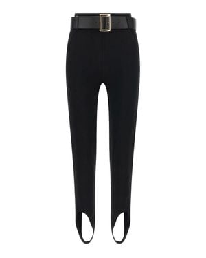Self-Portrait Stretch Jersey Leggings With Belt - Black