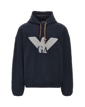 Emporio Armani Cotton And Silk Hoodie - Blue