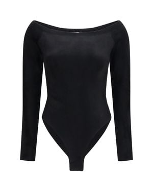 Alaïa Alaïa Velvet Off-Shoulder Bodysuit Noir - Black