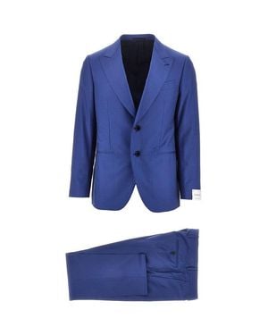 Caruso Silk And Wool Single-Breasted Tailored Suit - Blue