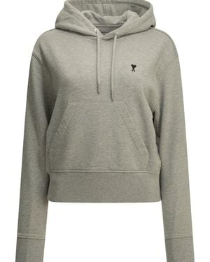 Ami Paris "Ami De Coeur" Hooded Sweatshirt - Grey