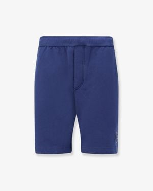 Brunello Cucinelli Cotton Bermuda Shorts With Contrasting Logo - Blue