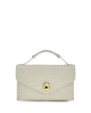 Bottega Veneta Knot Lock Shoulder Bag Silica - White