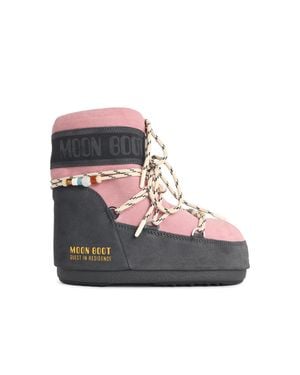 Moonboot 'Icon Low' Suede Boots - Pink